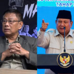 Split image of two men: left, a middle-aged man in a gray suit with glasses sits with hands clasped on a table, phone nearby; right, an official in a beige uniform and black cap speaks at a podium, pointing with his finger.